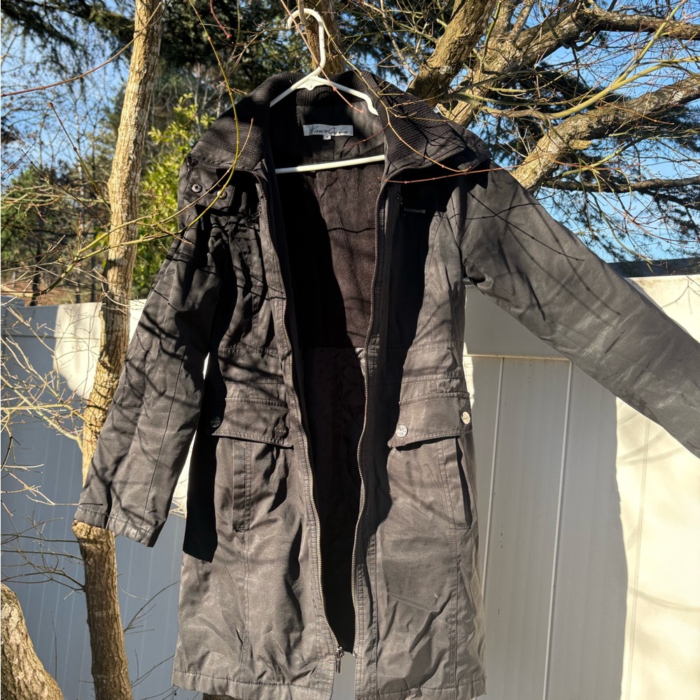 Kenneth Cole Charcoal Hooded Coat